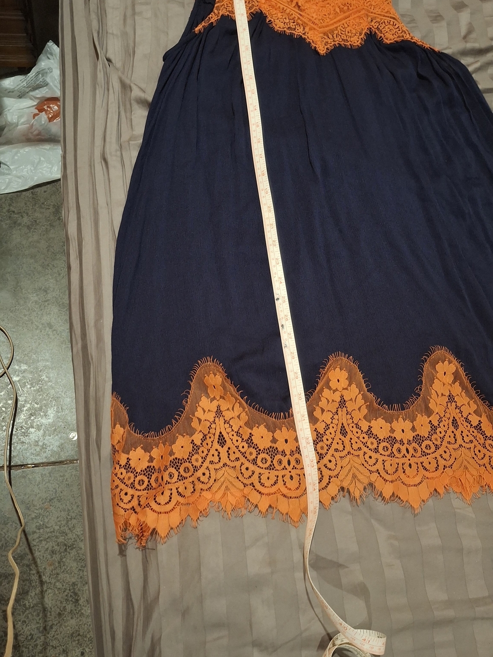 Umgee Navy and Orange Crochet Trim Mini Dress - Picture 8 of 11